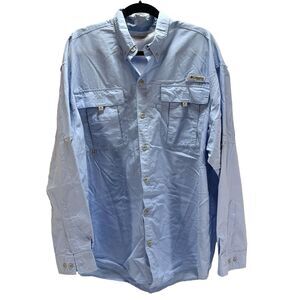 Columbia PFG Shirt Mens XL Long Sleeve Blue Button Up Shirt Vented Fishing